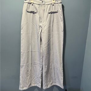 Light Gray Wide-Leg Trousers